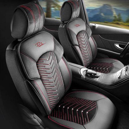 Prevleke za avtomobilske sedeže za Dacia Duster (II) 2017-up DUBAI_Rdeča 2+3